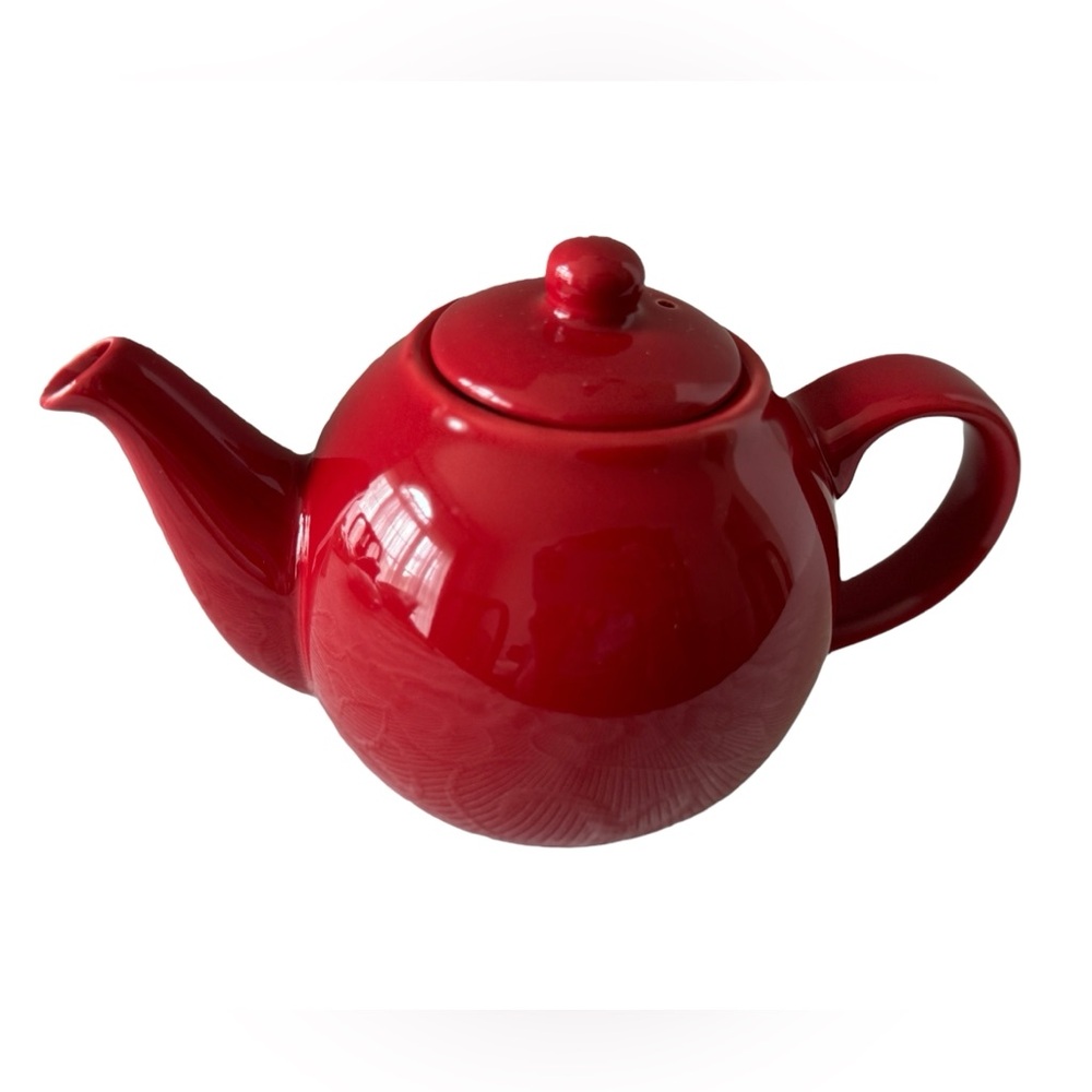 London Pottery Globe Traditional Small Teapot with Lid Glossy Cherry Red EUC